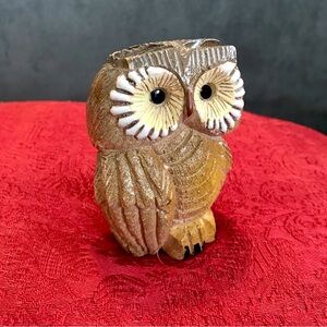 Artesania Rinconada Owl Figurine Uruguay Signed Hand Carved Vintage MCM rare EUC
